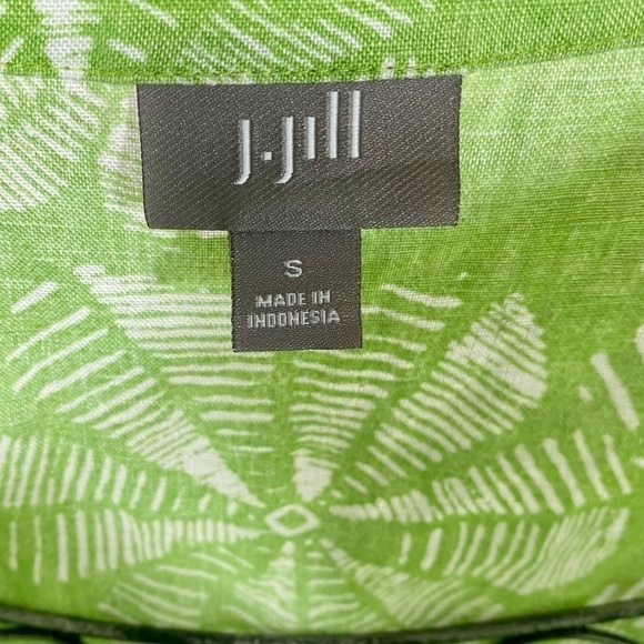 J. Jill green floral 3/4 sleeve linen tunic size S - Picture 2 of 6